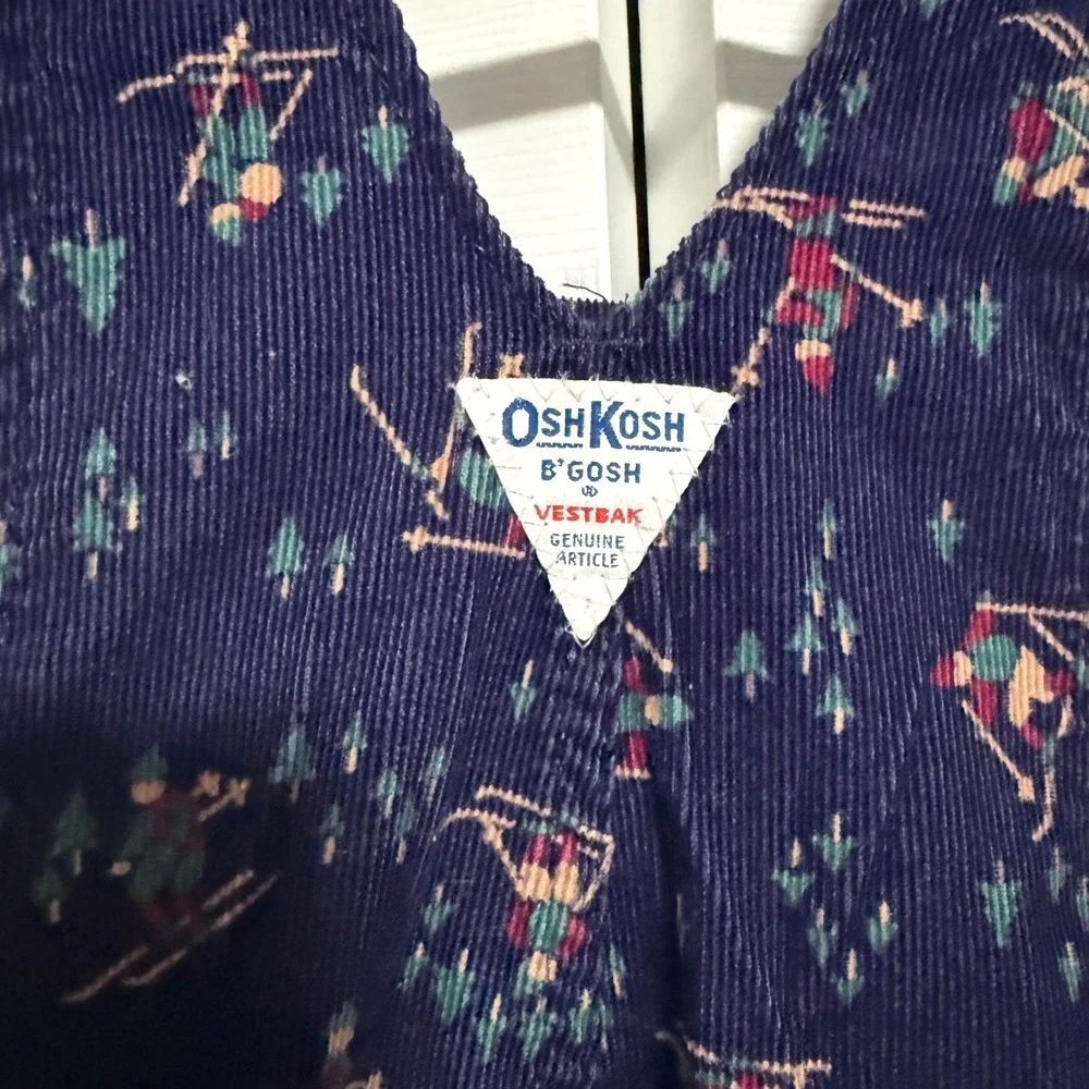 Vtg 80s Oshkosh Bgosh corduroy overalls 5 print ski winter print USA Paper tag